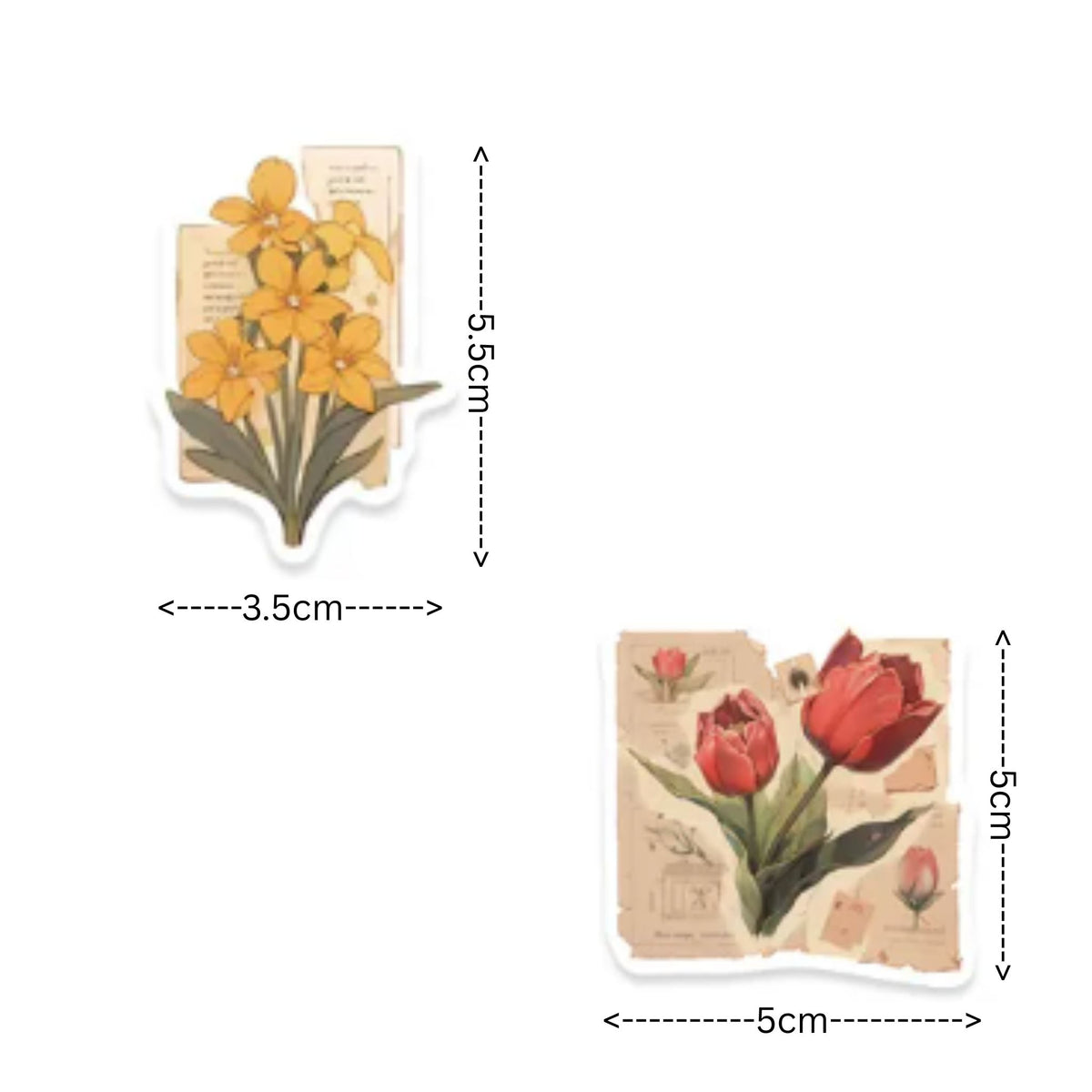 Vintage Flower Rose Stickers - 50 Pieces