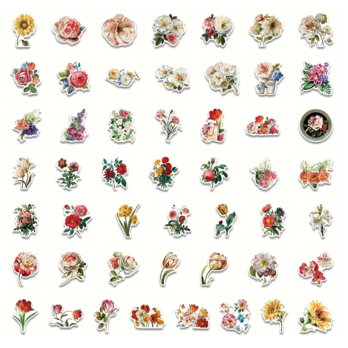 Flower Stickers - 50 Pieces