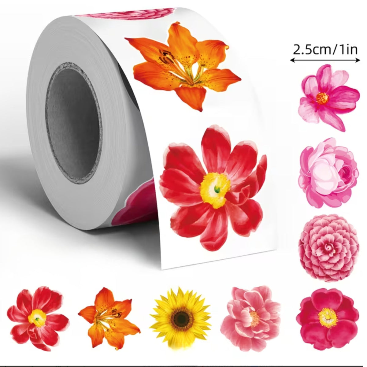 Pink Orange Flower Stickers - 100 Pieces