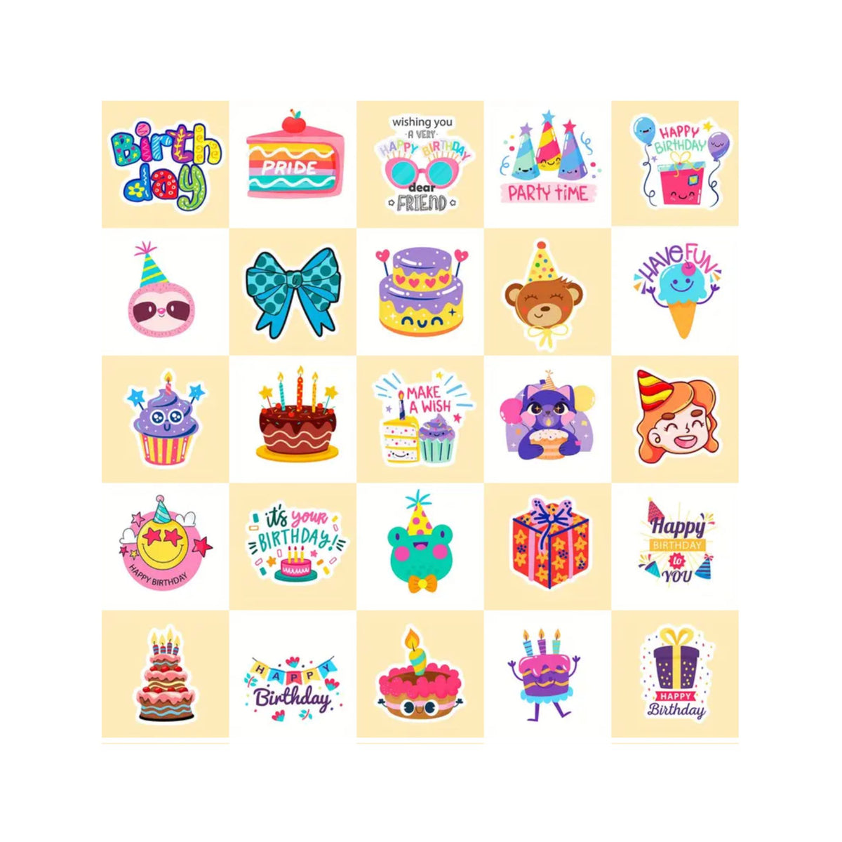 Birthday Stickers - 50 Pieces