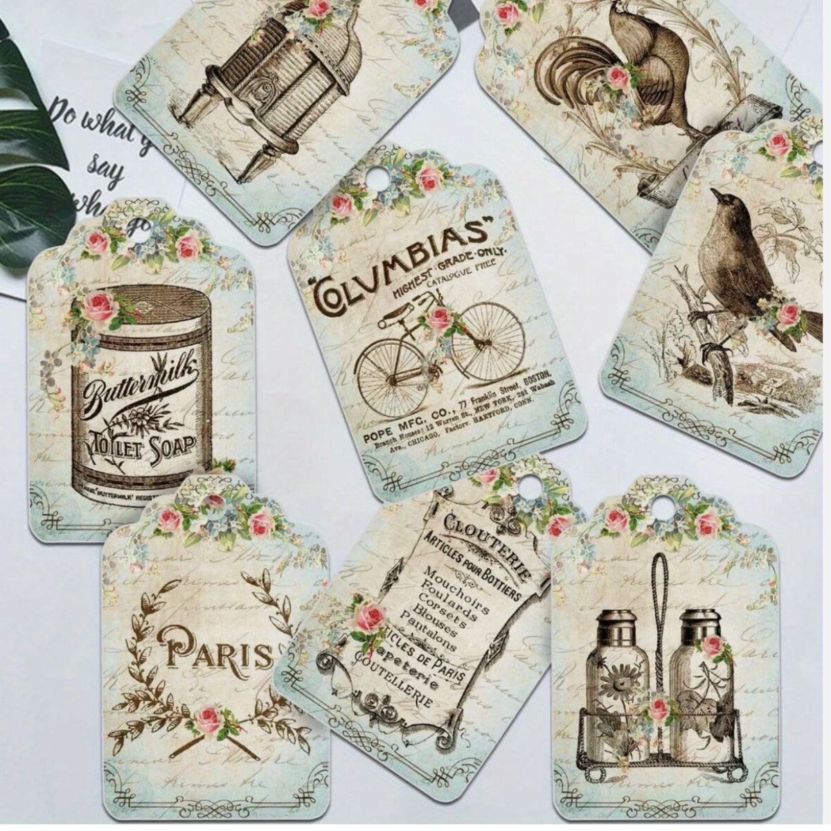 Blue Vintage Gift Card Tags - Set of 12