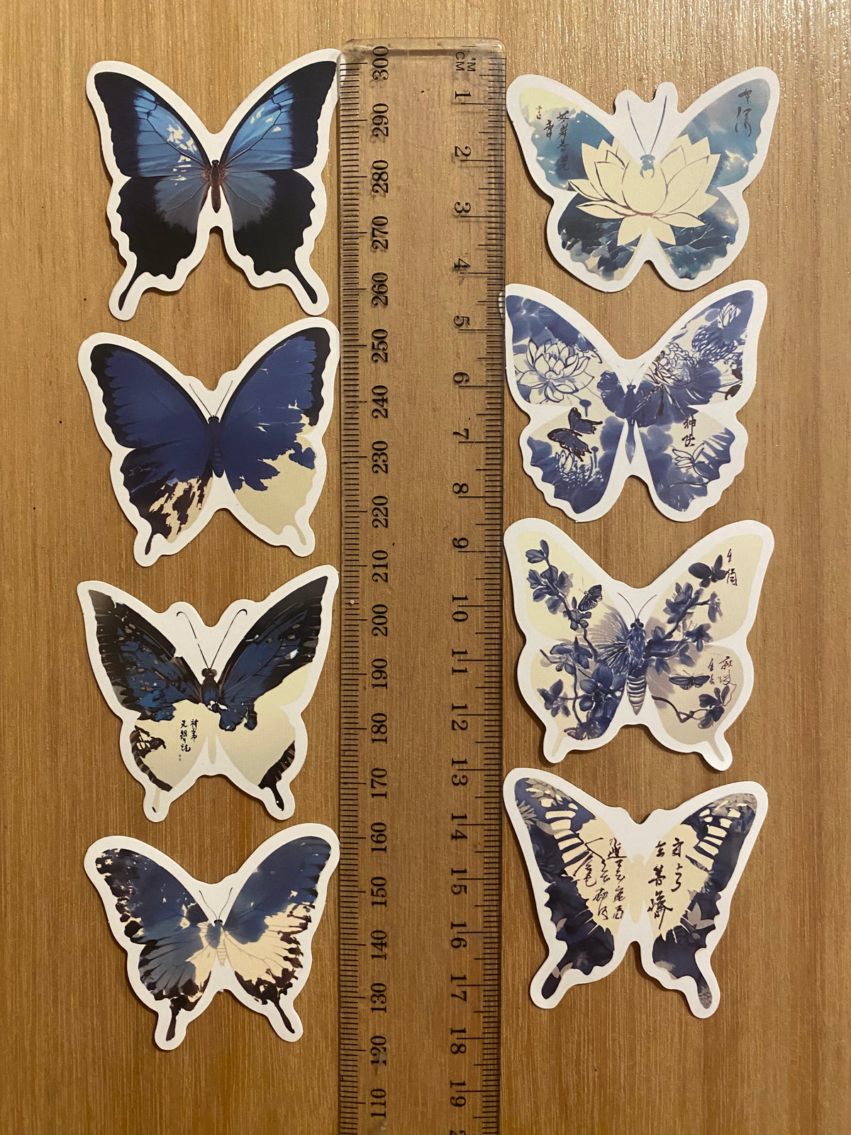 Blue Butterfly Ink Design Stickers