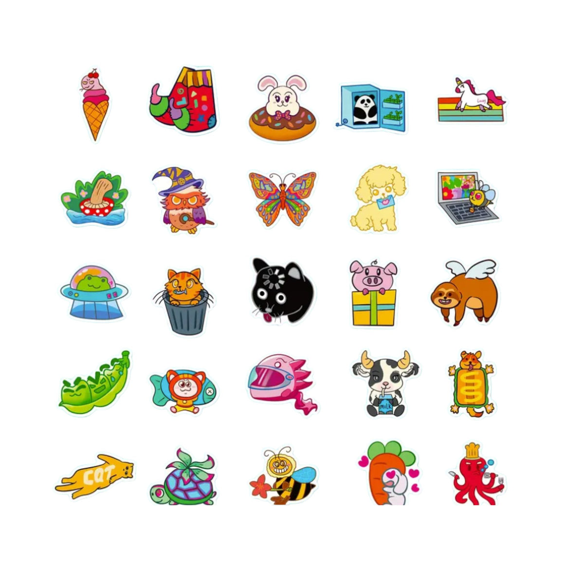 Cartoon Animal Stickers - 50 Pieces