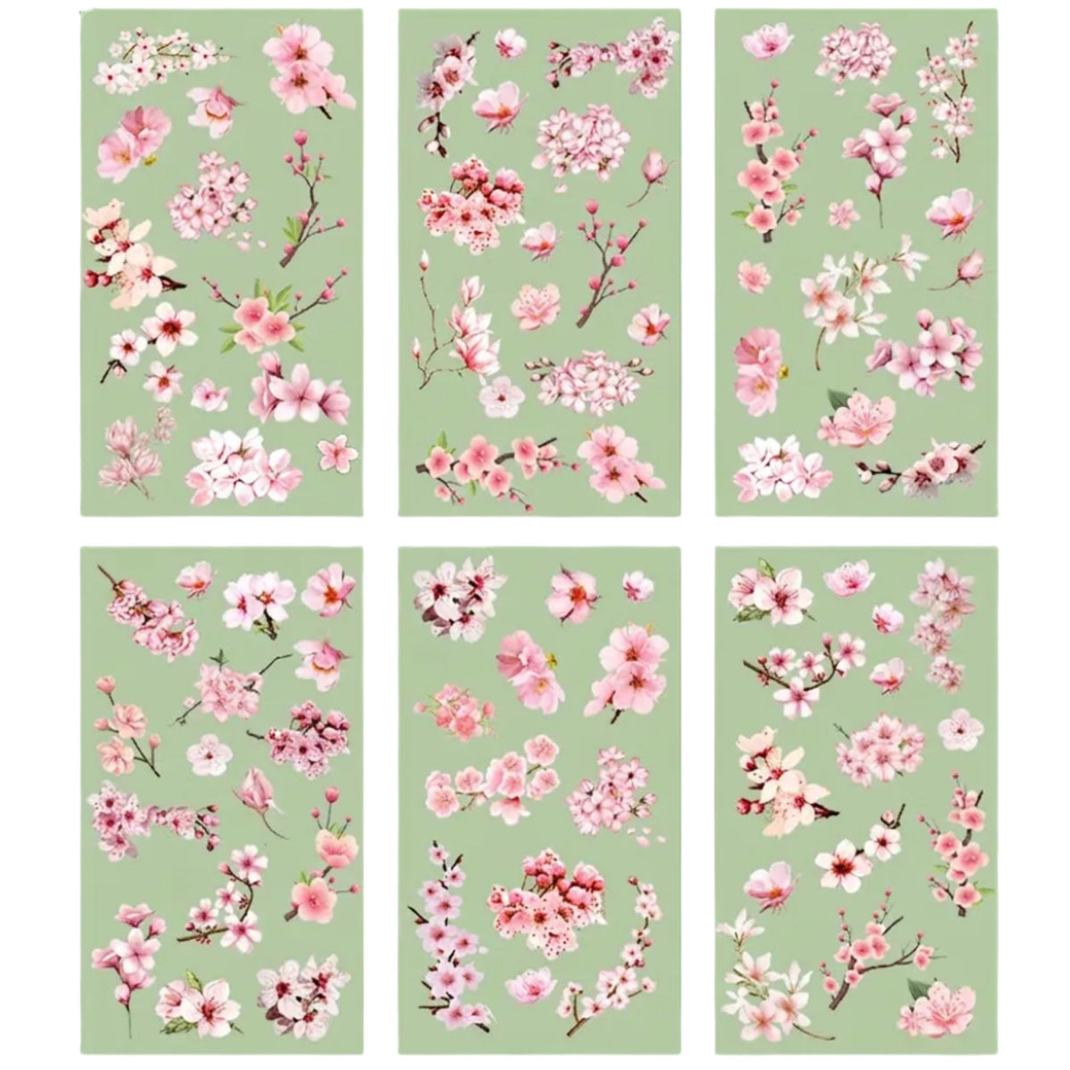 Cherry Blossom Transparent PET Stickers - 6 Sheets