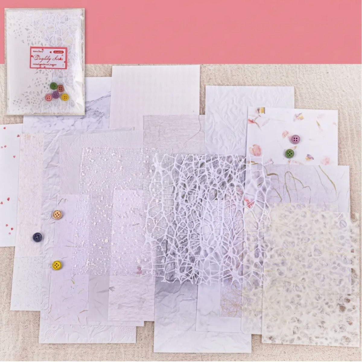 Mixed Material Scrapbooking Paper Pack White