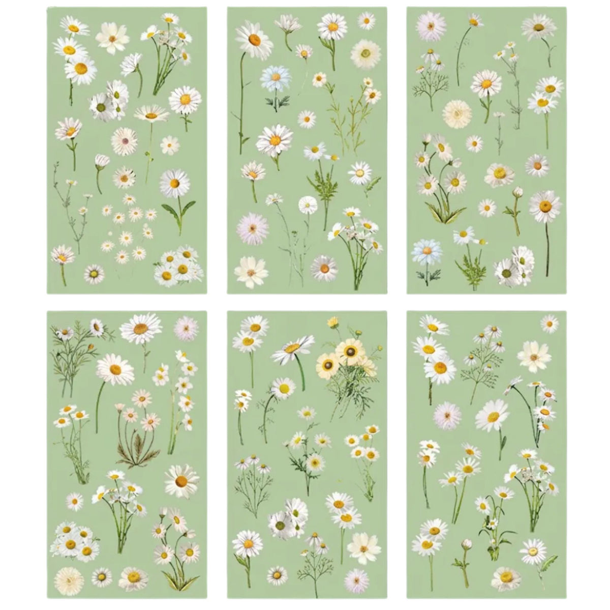 White Daisy Transparent PET Stickers - 6 Sheets