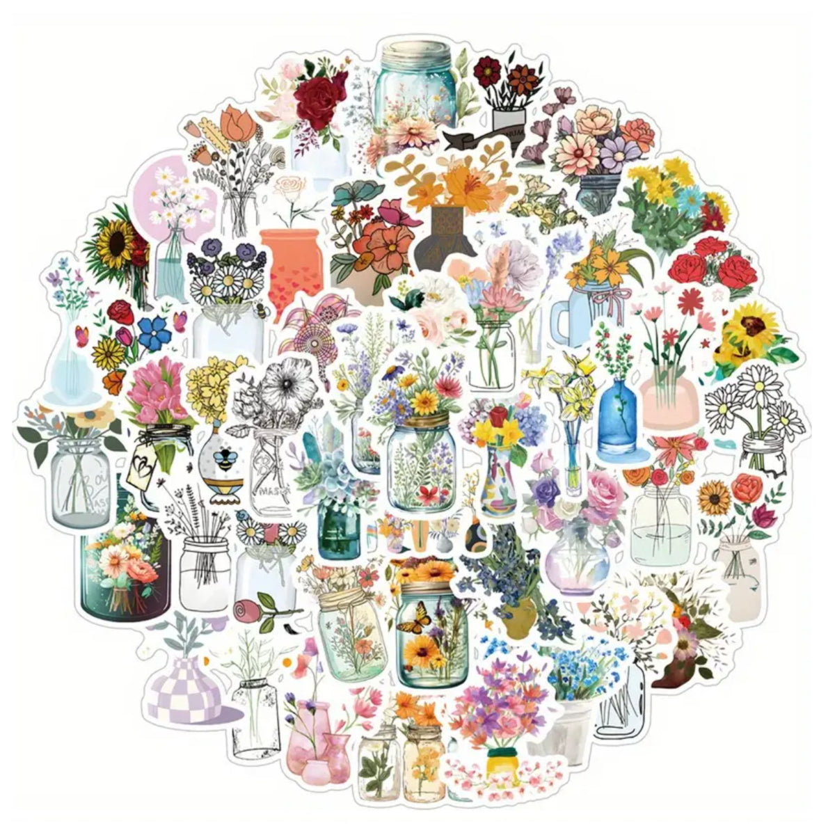 Flower Arrangement Stickers - 70 Pieces