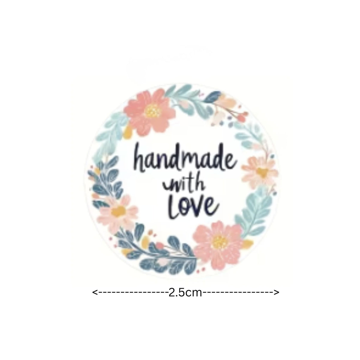 Floral Handmade with Love Stickers - 100 Pieces