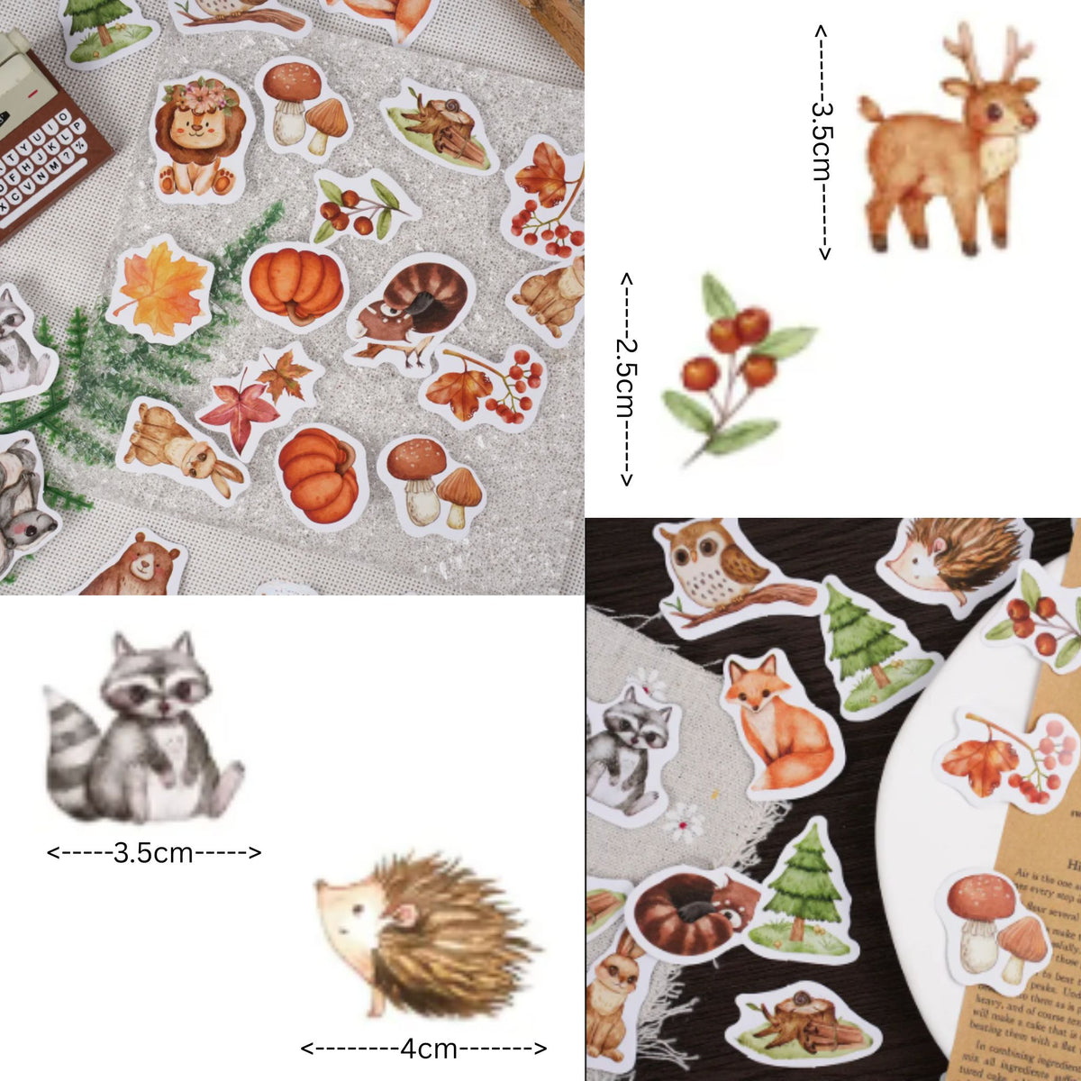 Forest Animal Design Stickers - 46 Pieces