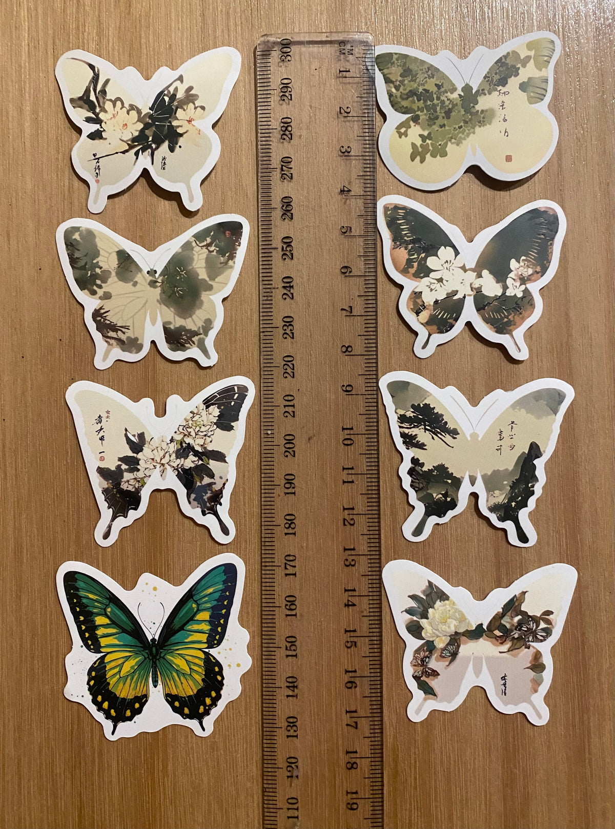 Green Butterfly Ink Design Stickers
