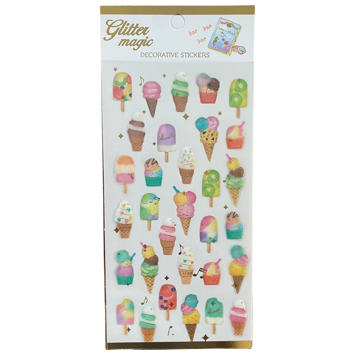 Ice Cream 3D Crystal Puffy Sticker Sheet