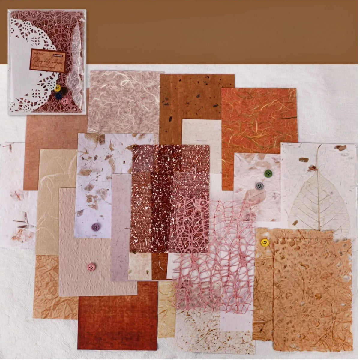 Mixed Material Scrapbooking Paper Pack Brown