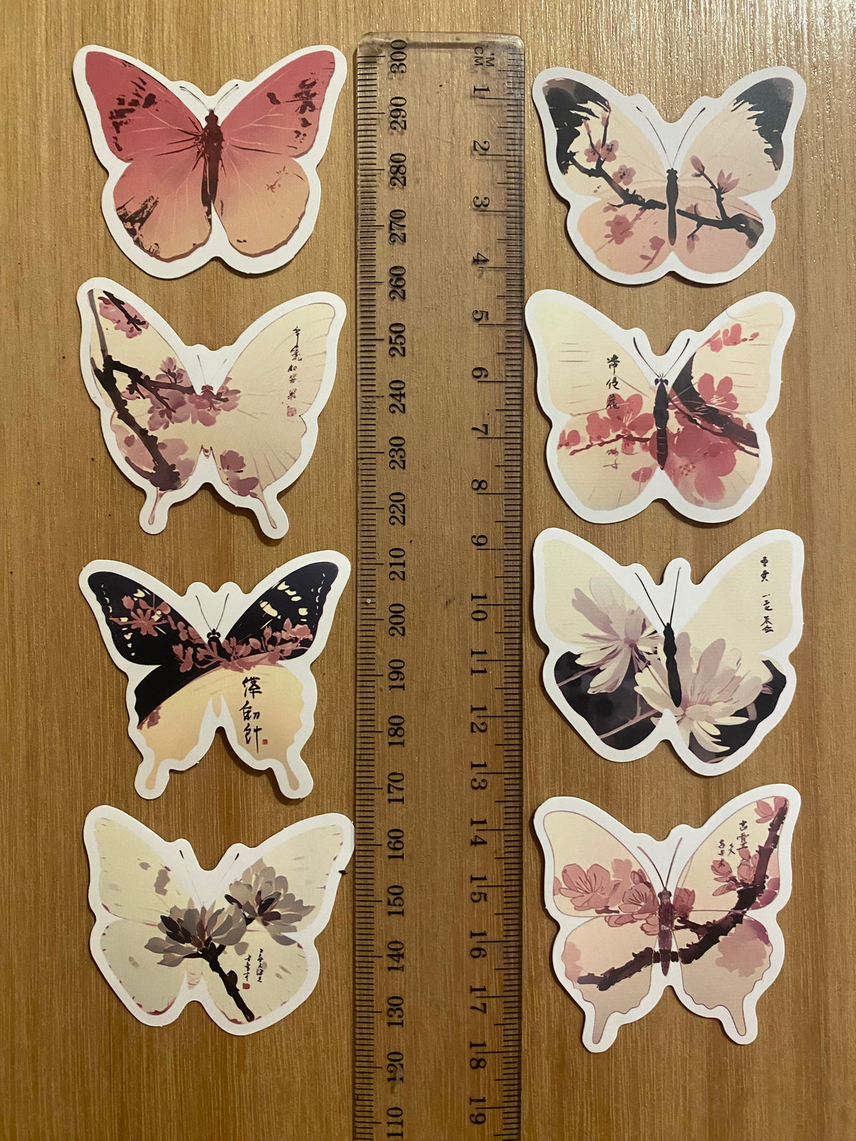 Pink Butterfly Ink Design Stickers