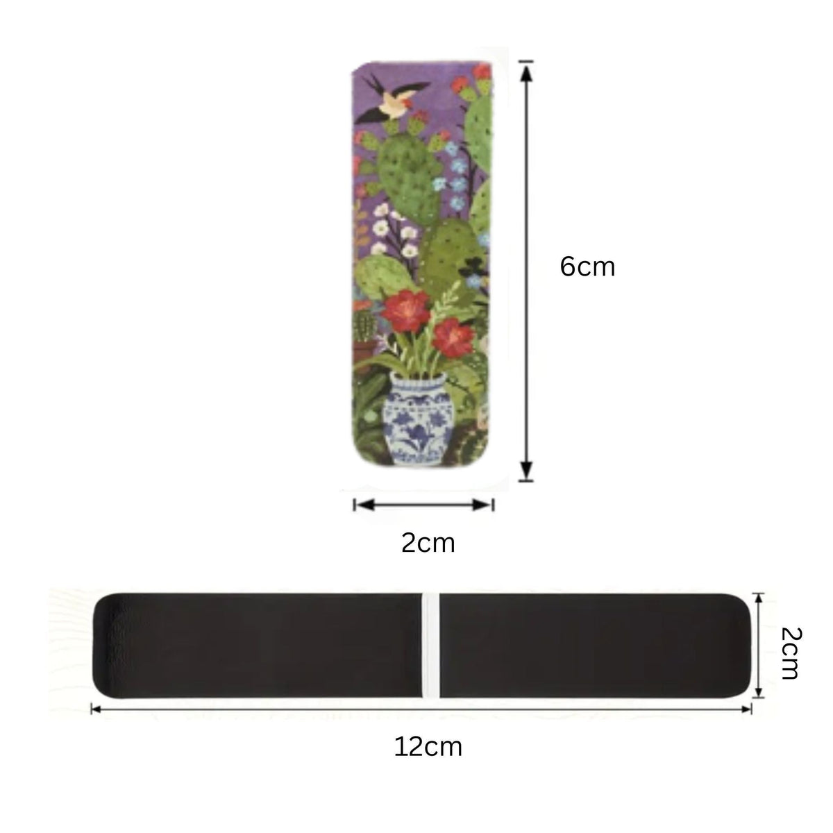 Purple Cactus Bird Magnetic Bookmarks #4 - Set of 3