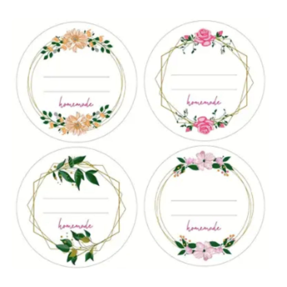 Floral Homemade Sticker Labels - 30 Pieces