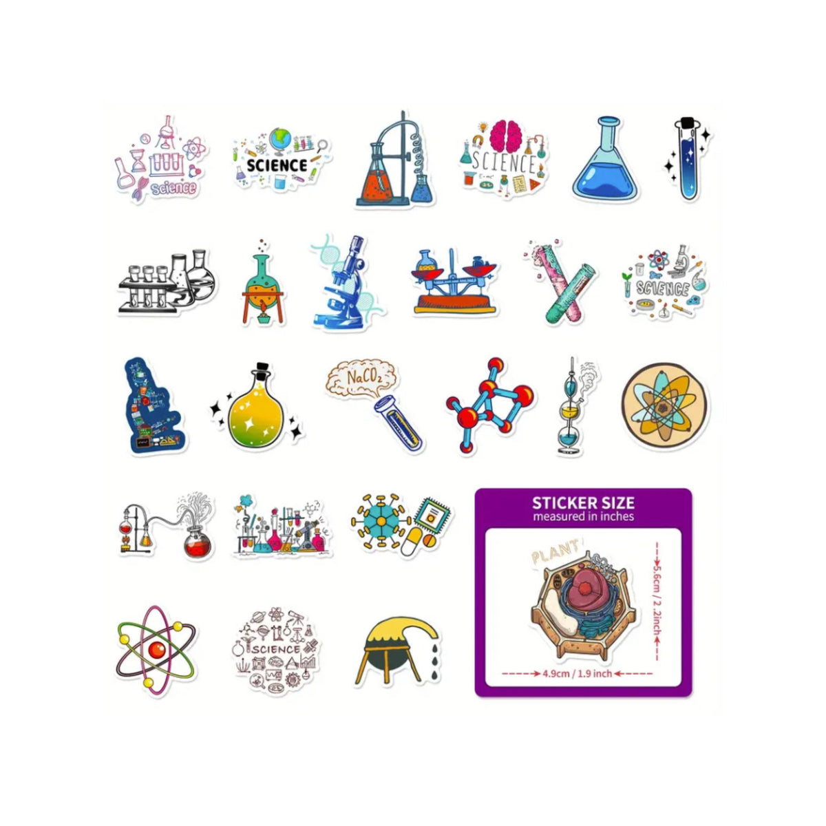 Science Experiment Stickers - 50 Pieces