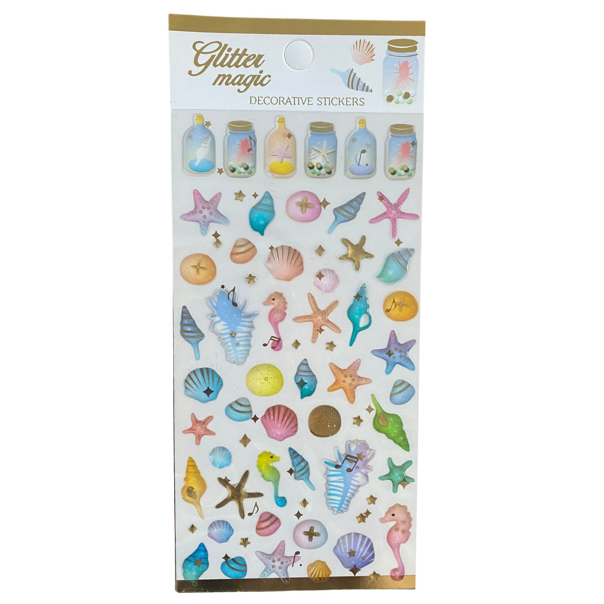 Sea Shell 3D Crystal Puffy Sticker Sheet