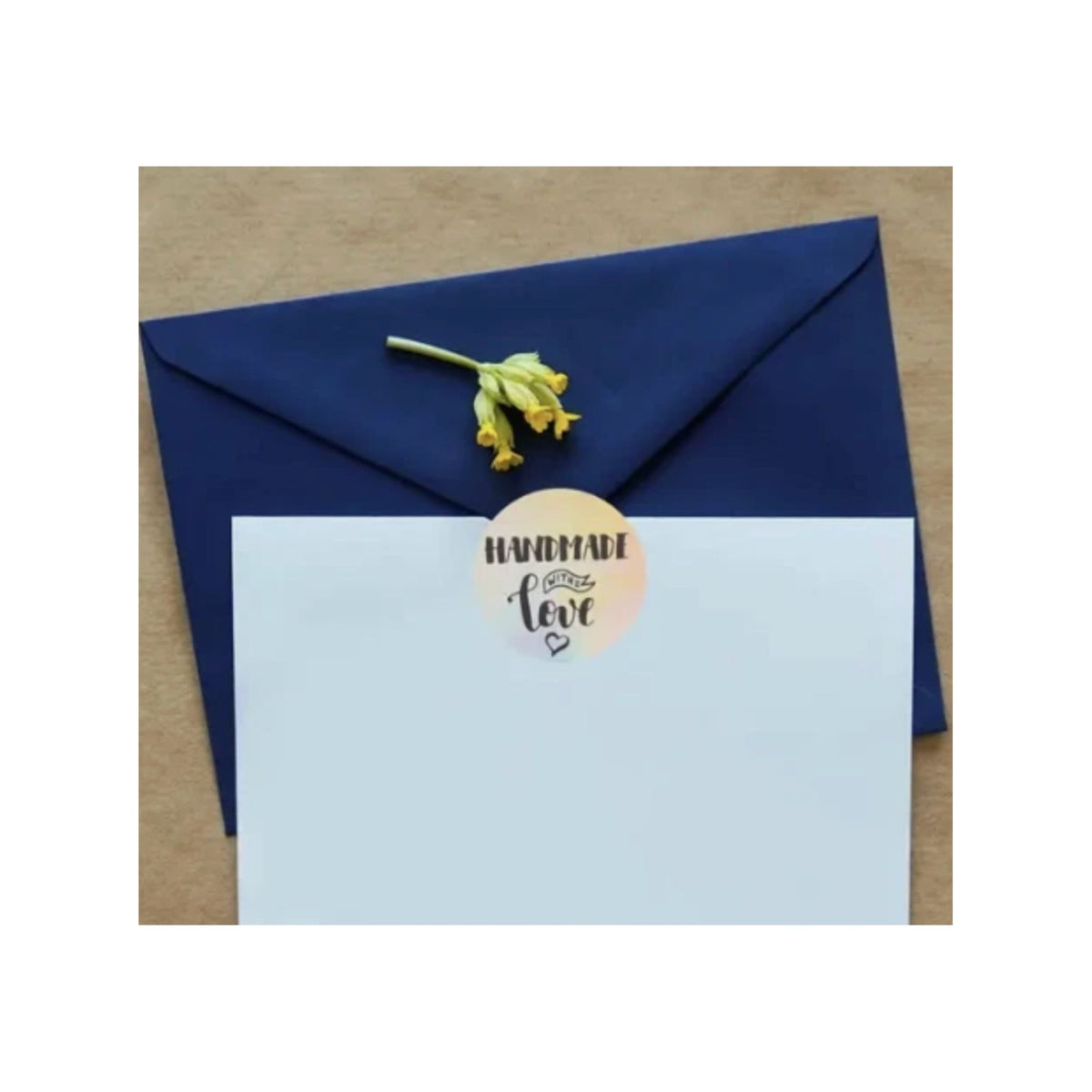 Holographic Handmade with Love Stickers - 50 Pieces