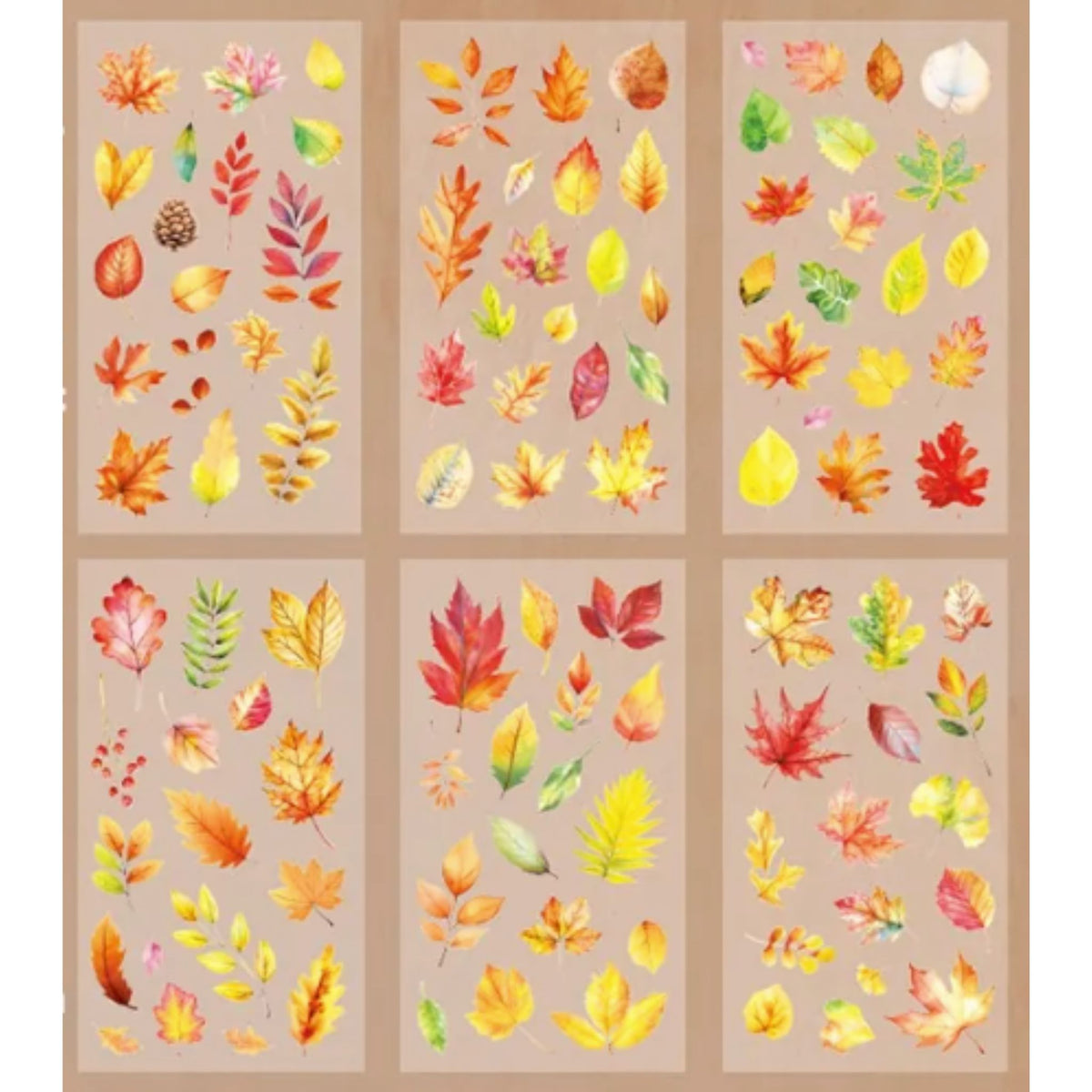 Autumn Leaf Transparent PET Stickers - 6 Sheets