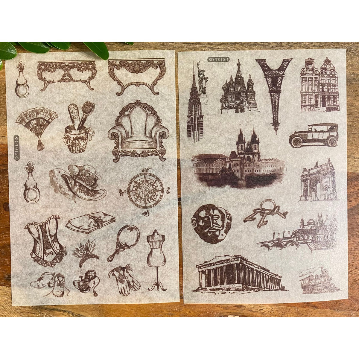 Vintage Architecture Washi Stickers - 6 Sheets