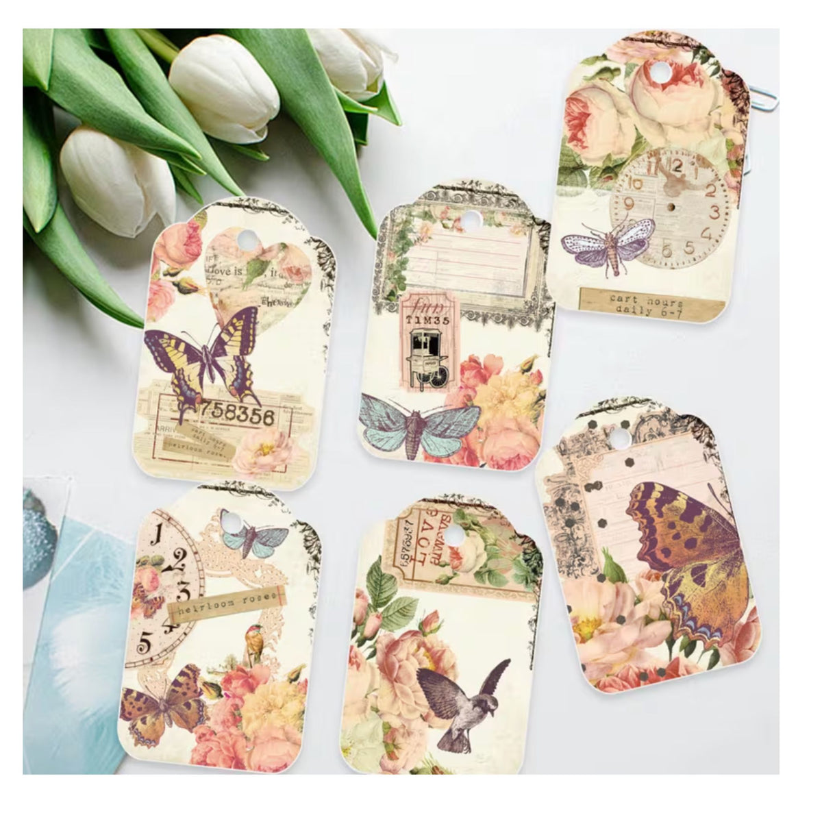 Vintage Butterfly Gift Card Tags - Set of 12