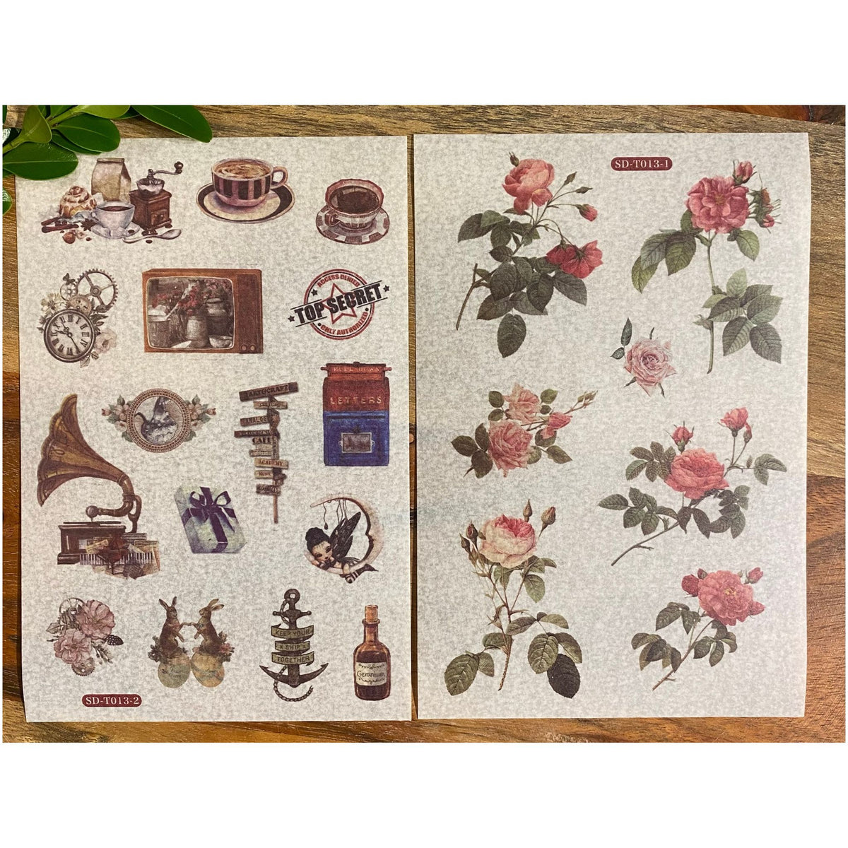 Vintage Washi Stickers - 6 Sheets
