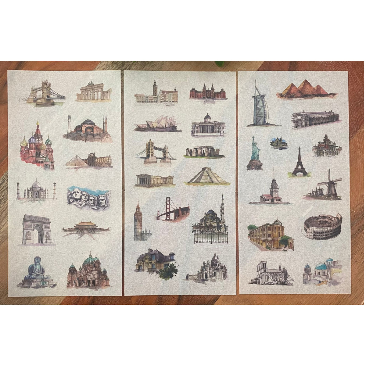 World Attractions Washi Stickers - 6 Sheets