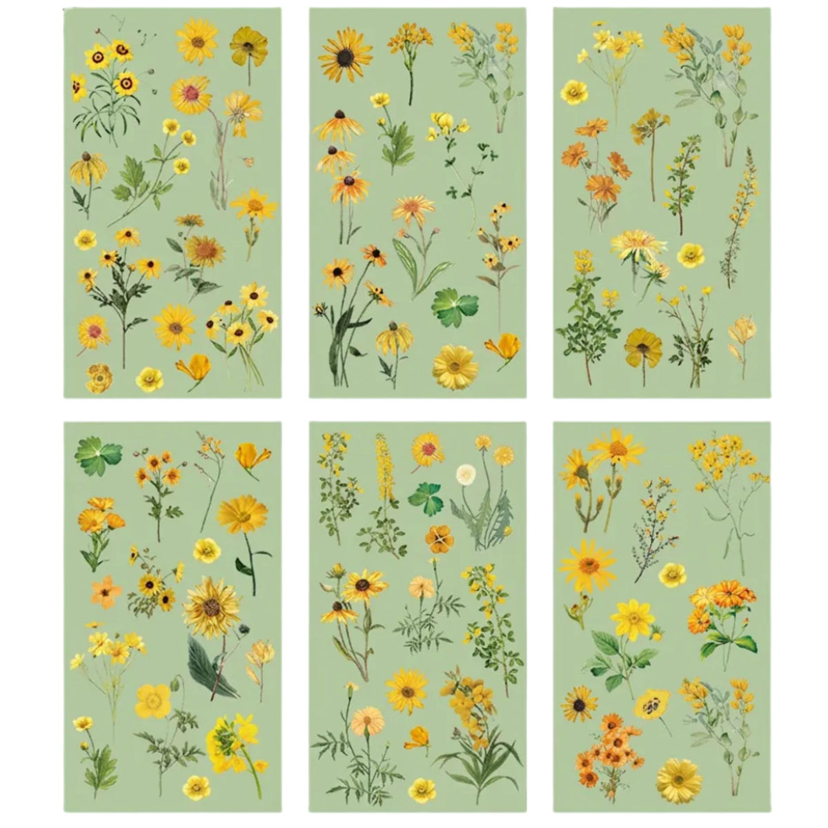 Yellow Daisy Transparent PET Stickers - 6 Sheets