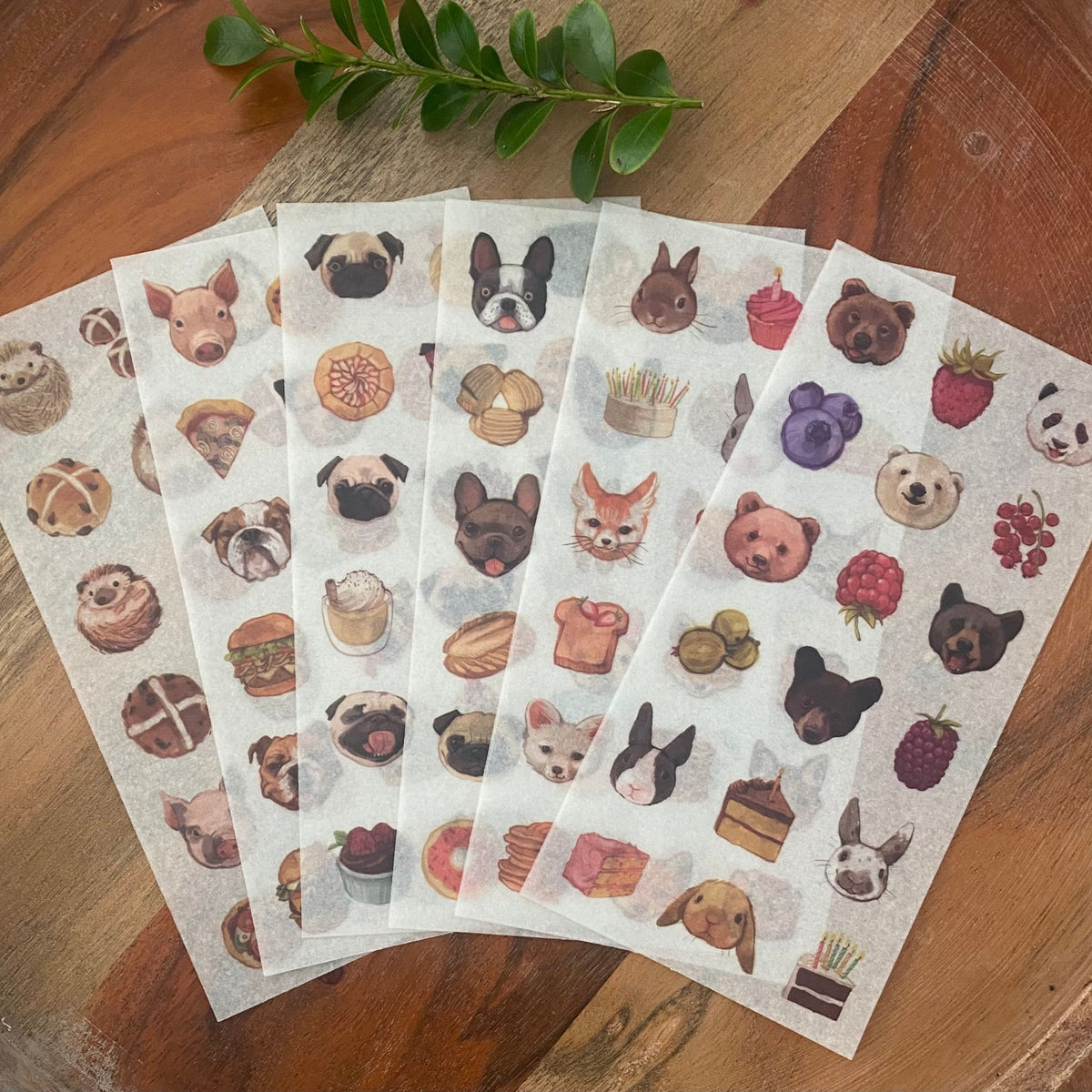 Animal and Food Washi Stickers - 6 Sheets