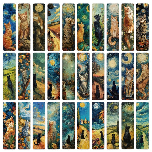 Artistic Cat Design Bookmarks - Set of 5