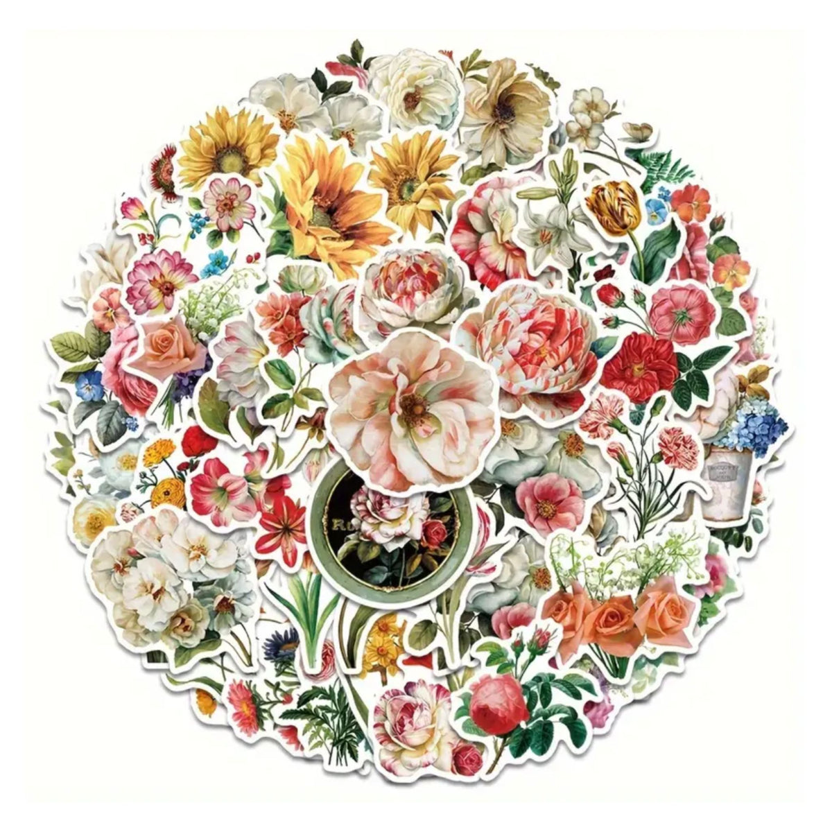 Flower Stickers - 50 Pieces
