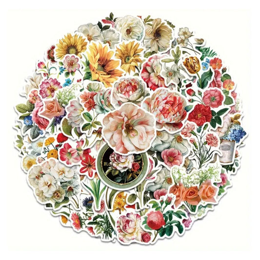 Flower Stickers - 50 Pieces