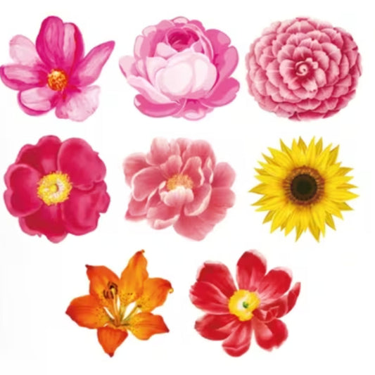 Pink Orange Flower Stickers - 100 Pieces