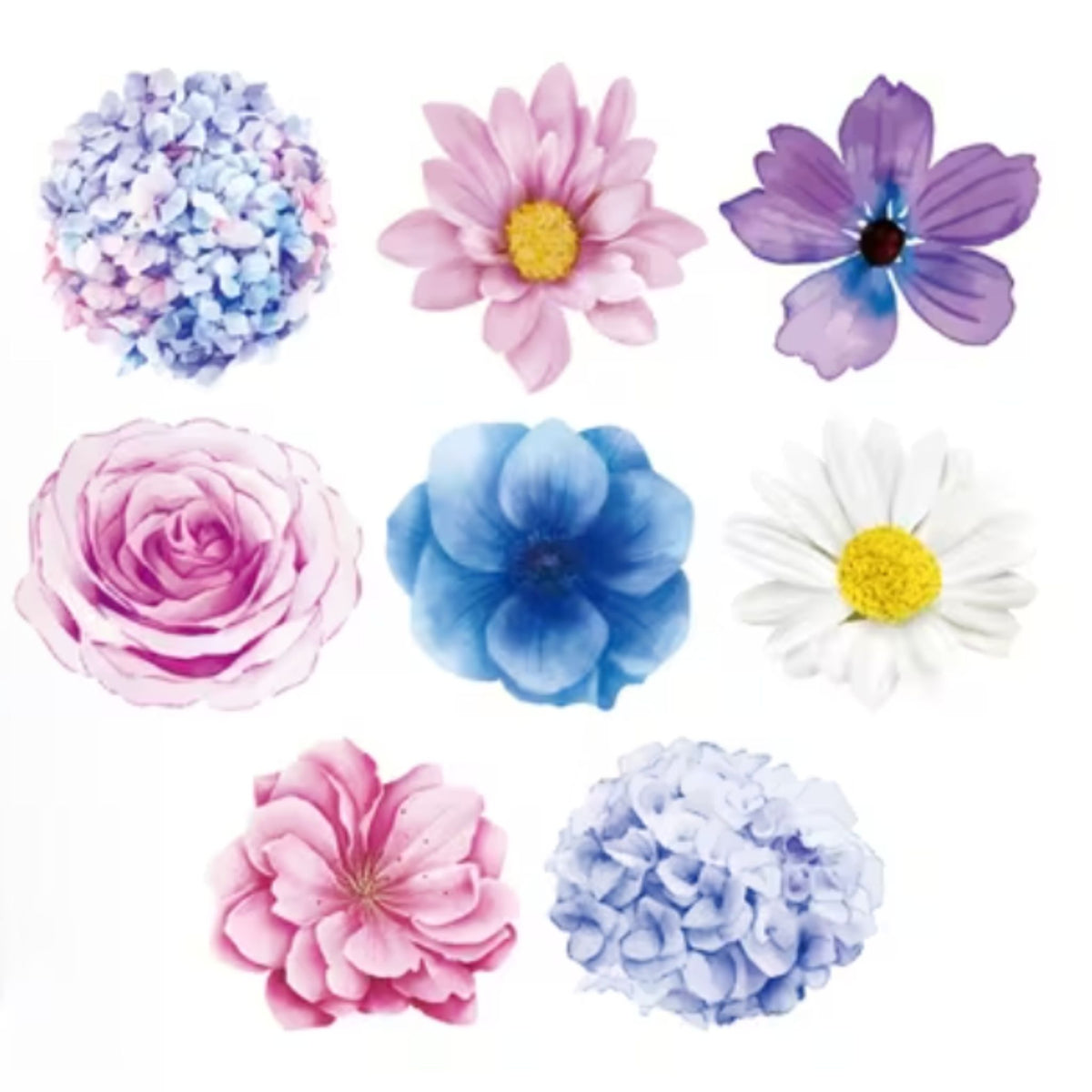 Pink Purple Flower Stickers - 100 Pieces