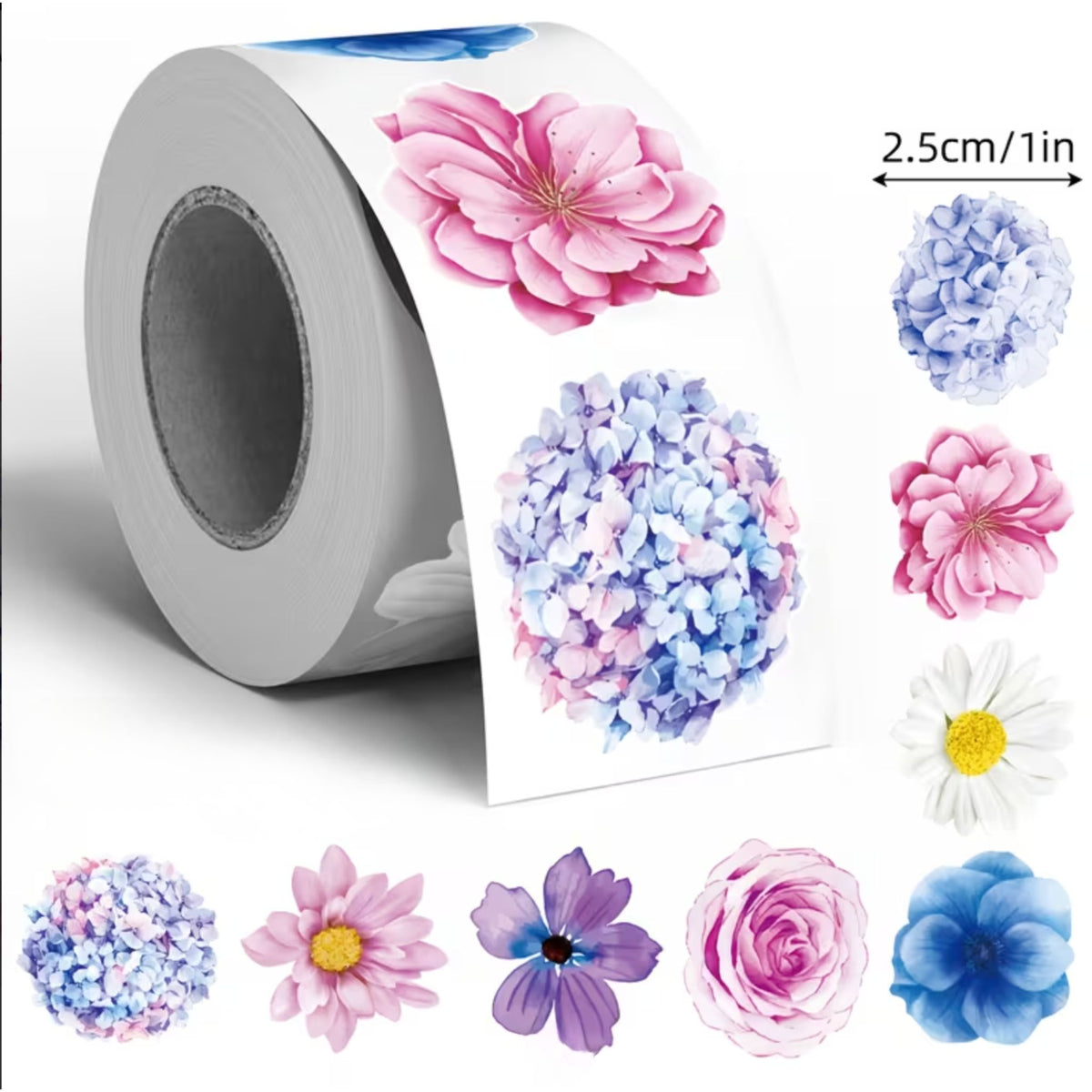 Pink Purple Flower Stickers - 100 Pieces