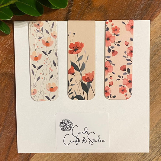 Floral Leaf Magnetic Bookmarks #1 - Set of 3