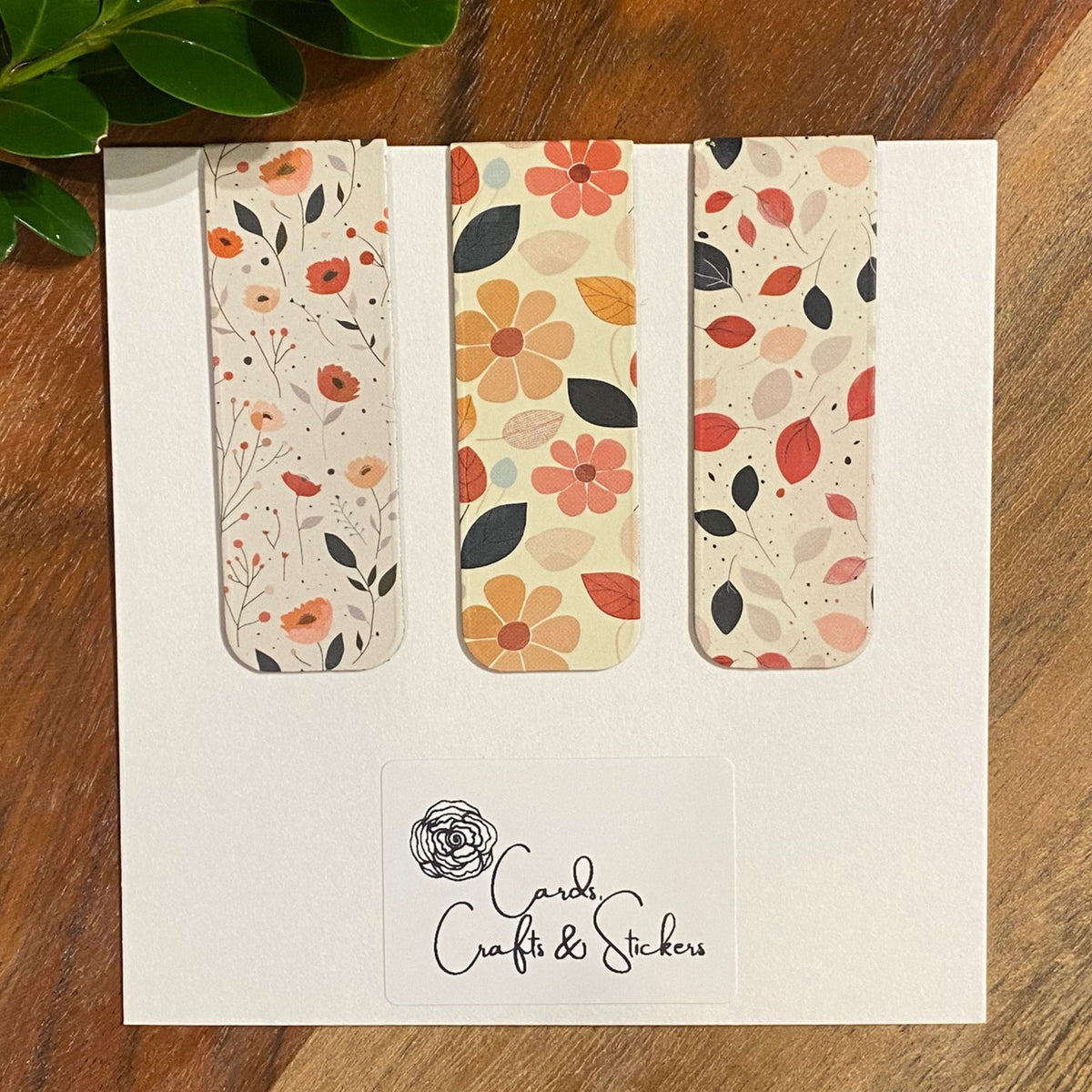Floral Leaf Magnetic Bookmarks #2 - Set of 3