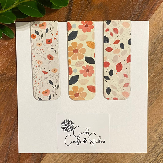 Floral Leaf Magnetic Bookmarks #2 - Set of 3