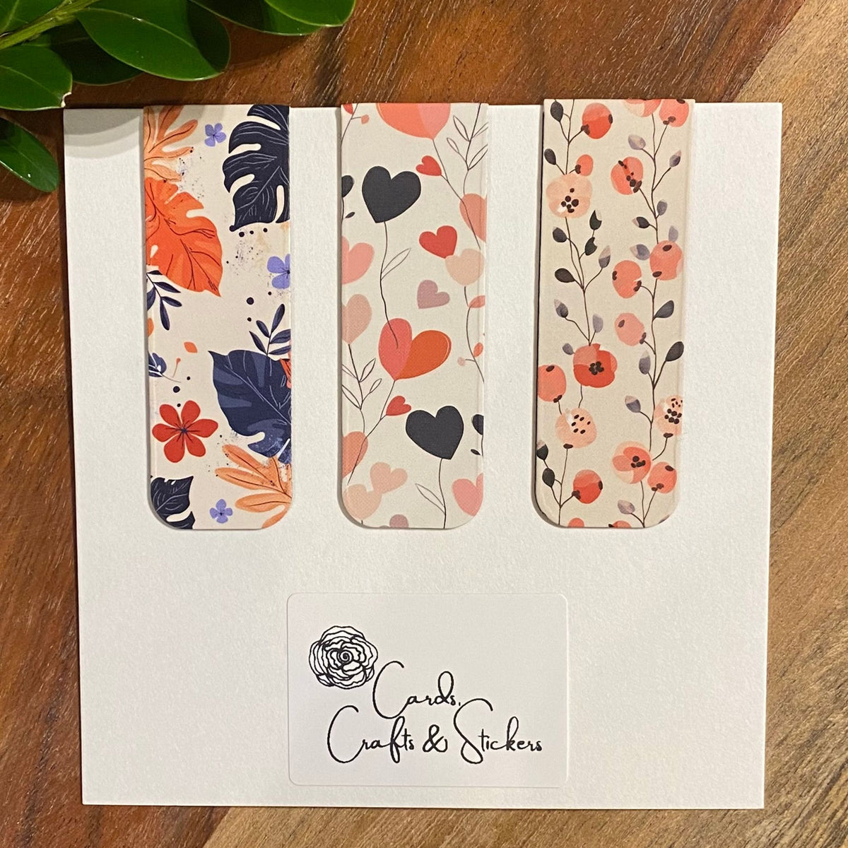 Floral Leaf Magnetic Bookmarks #3 - Set of 3