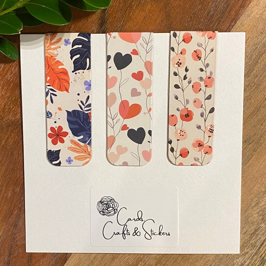 Floral Leaf Magnetic Bookmarks #3 - Set of 3