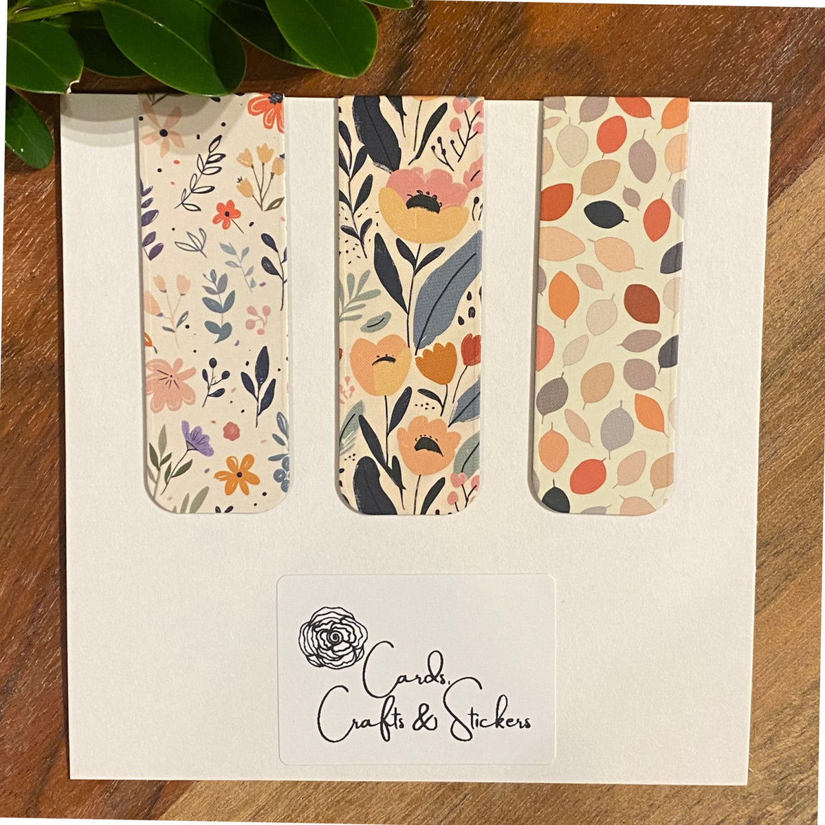 Floral Leaf Magnetic Bookmarks #4 - Set of 3
