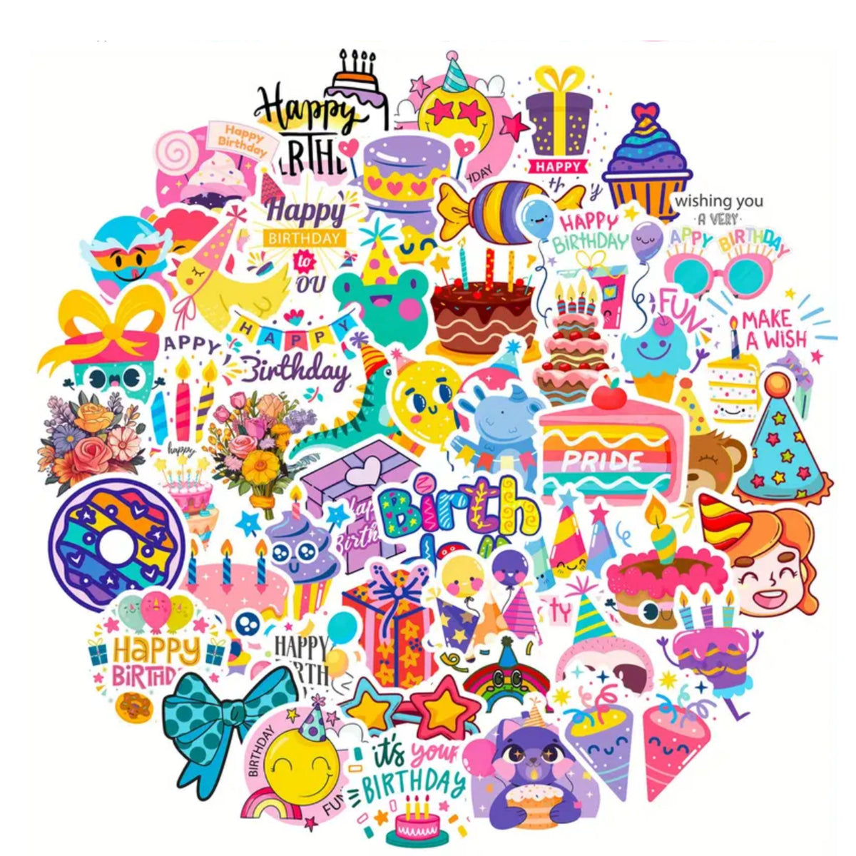 Birthday Stickers - 50 Pieces