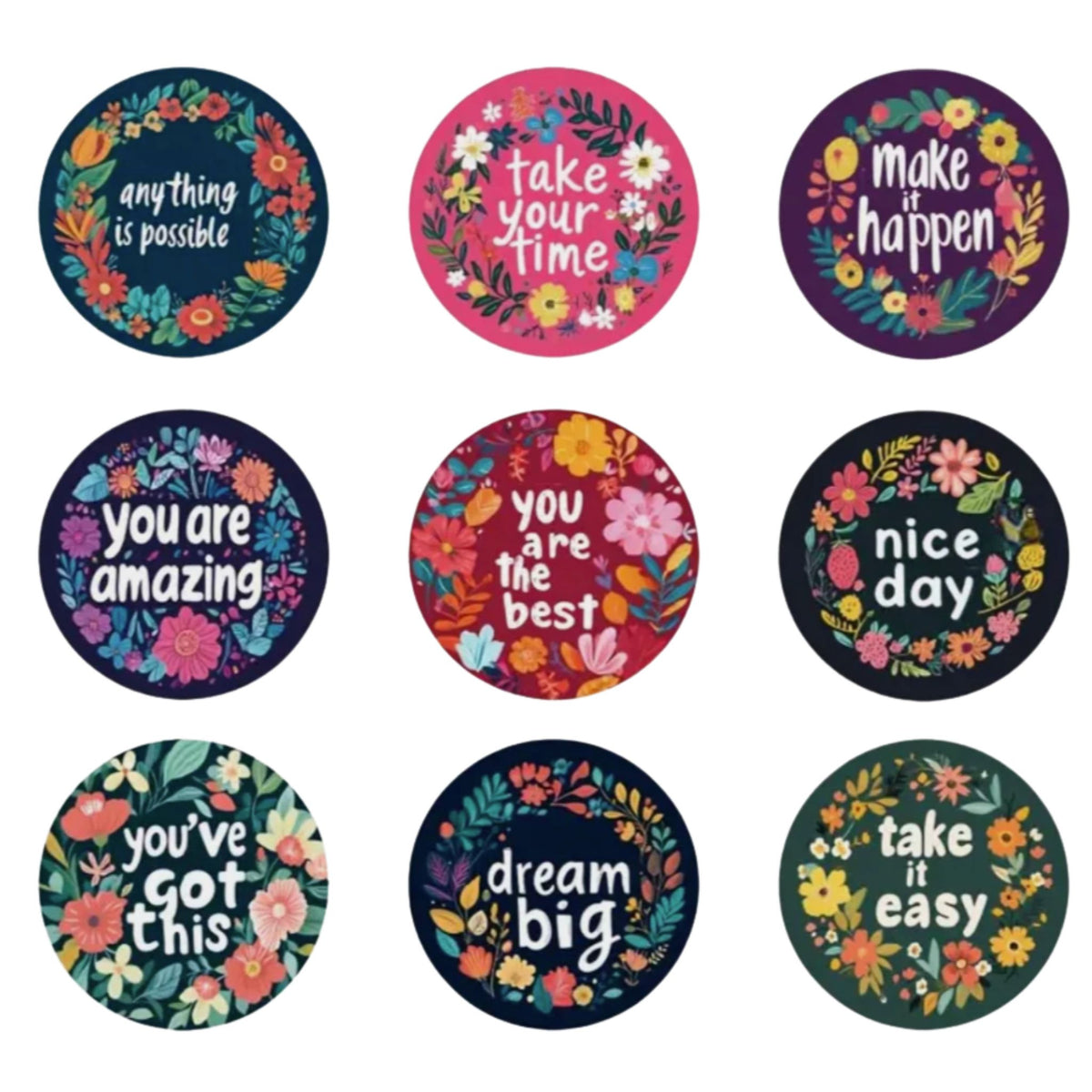 Floral Positive Affirmation Stickers - 100 Pieces