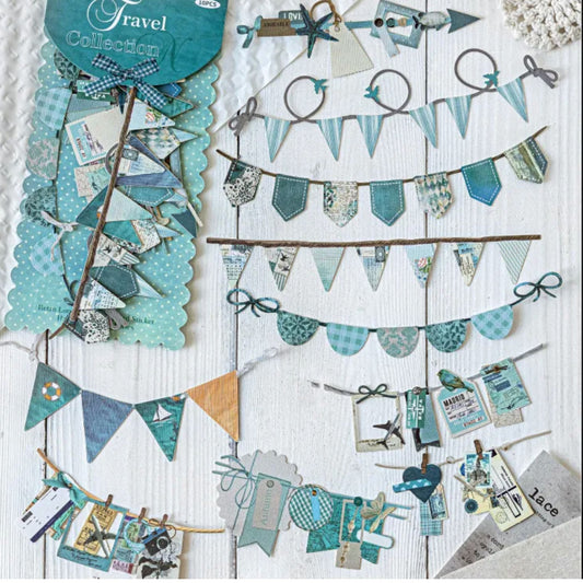 Decorative Blue Paper Banner Pack - 10 Pieces