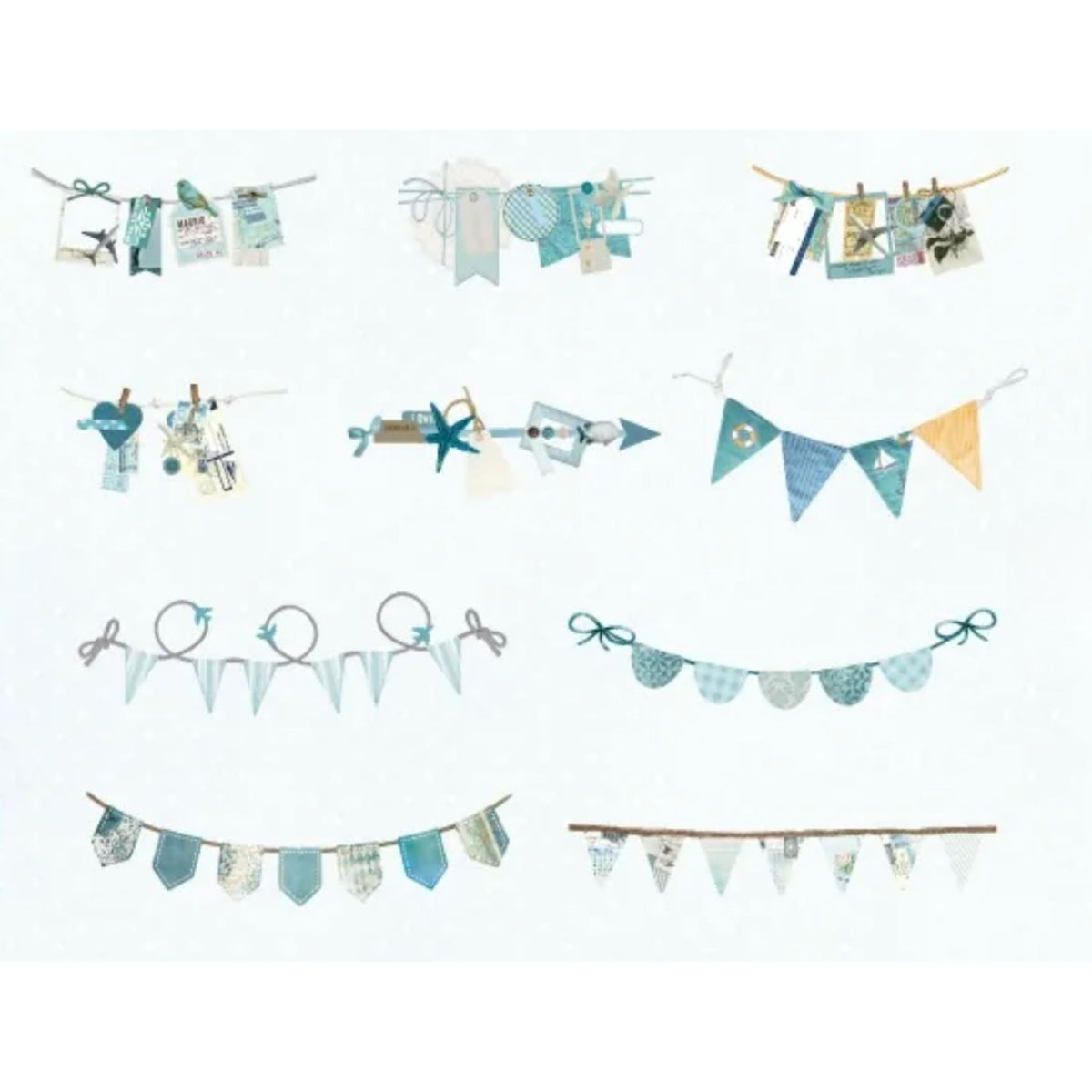 Decorative Blue Paper Banner Pack - 10 Pieces