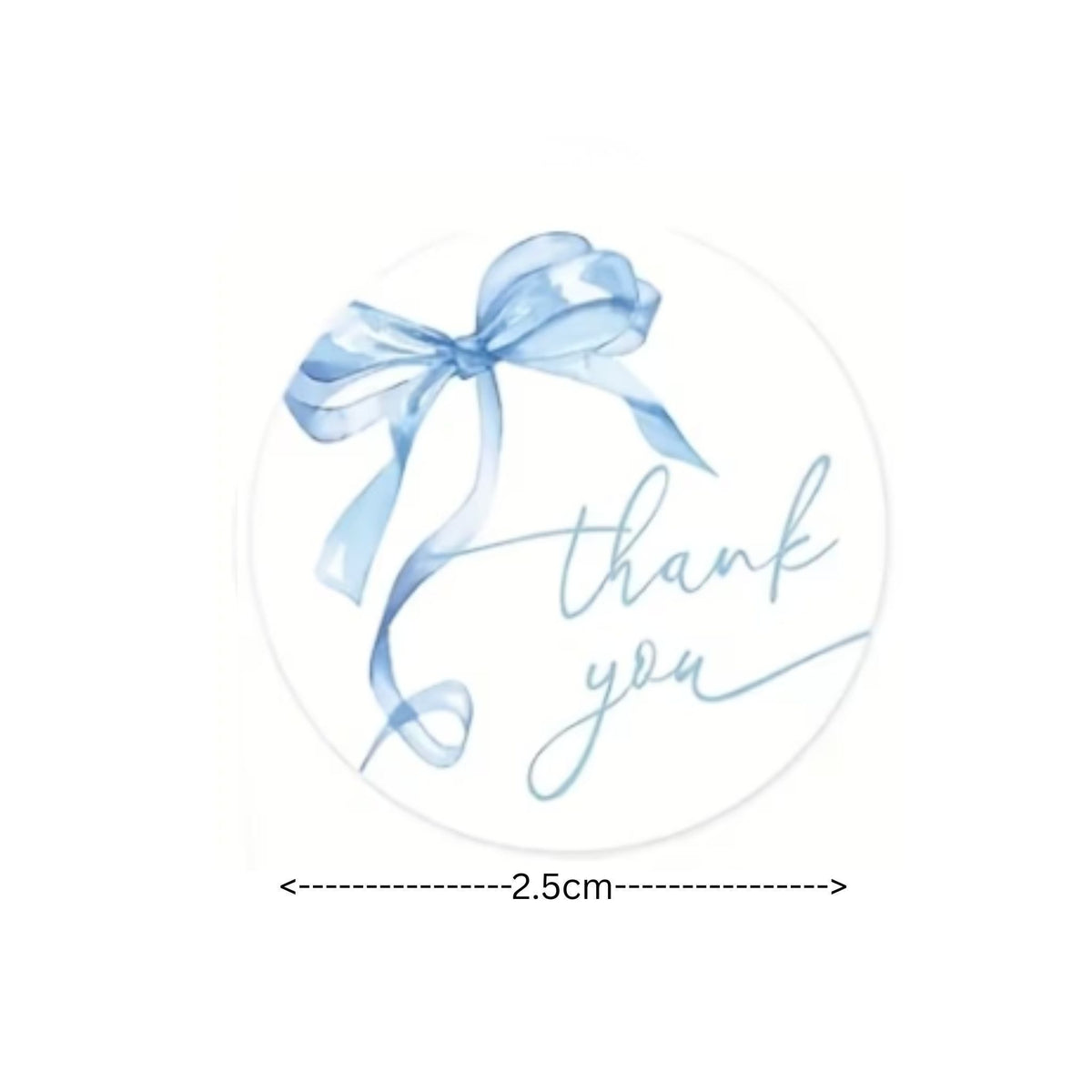Blue Bow Thank You Stickers - 100 Pieces
