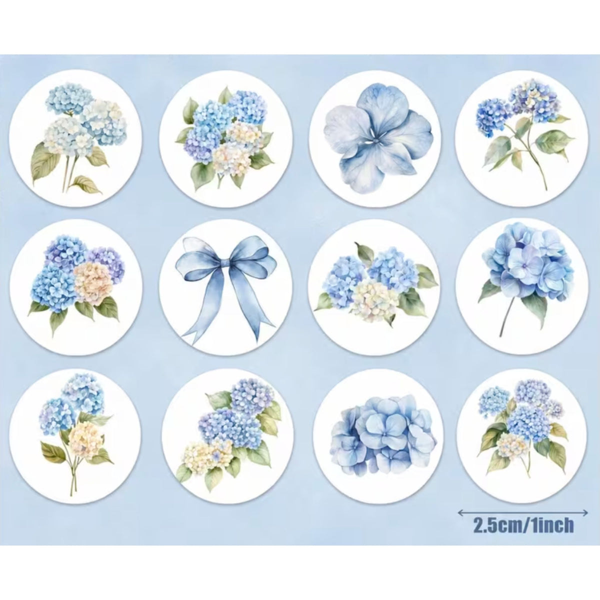 Blue Hydrangea Stickers - 100 Pieces