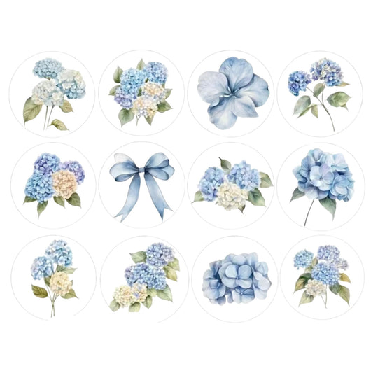 Blue Hydrangea Stickers - 100 Pieces
