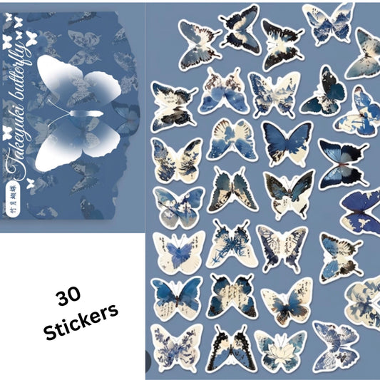 Blue Butterfly Ink Design Stickers