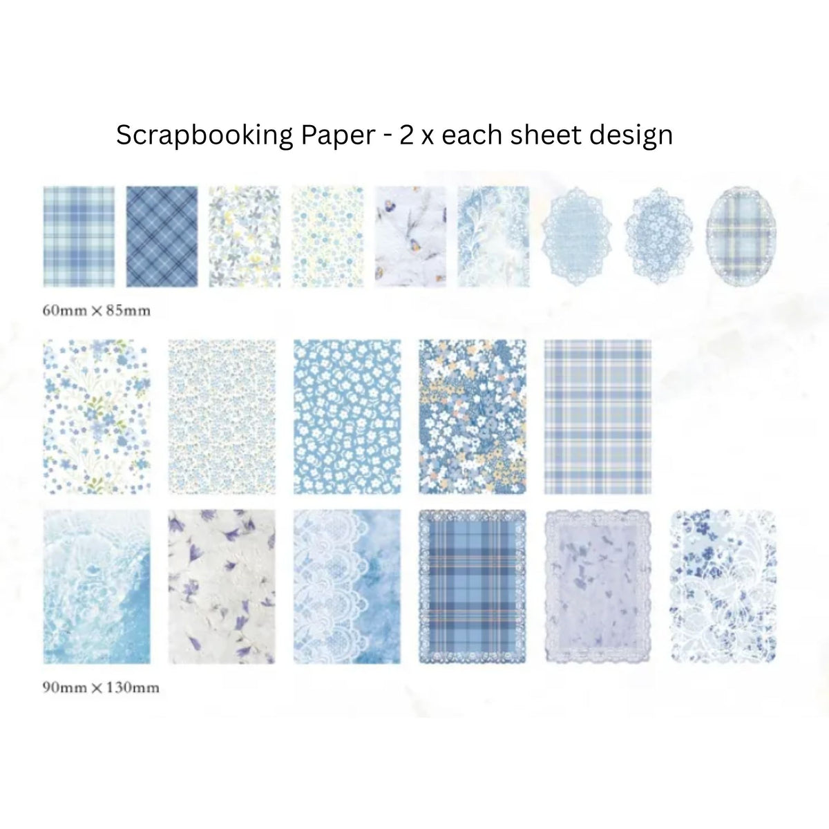 Blue Scrapbooking Junk Journal Paper & Sticker Pack - 100 Pieces